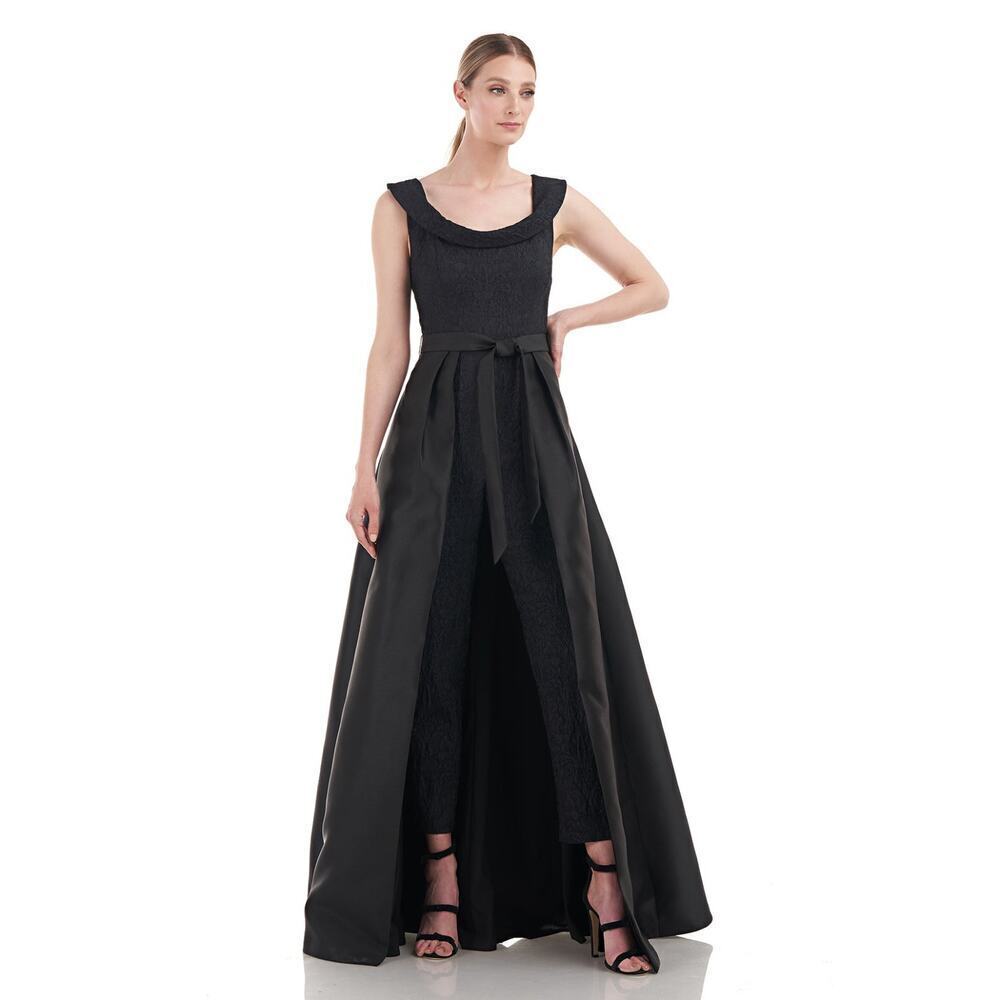 Kay Unger Black Colette Walk Thru Jumpsuit Formal Evening Gown Dress size 14 - Picture 2 of 16